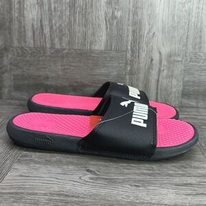 Puma Cool Cat Slides Kids Size 2 Black Pink New Sandals Athletic Slip On